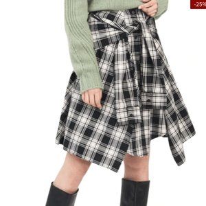 Derek Lam 10 Crosby Vera Tie Waist Skirt in black plaid.